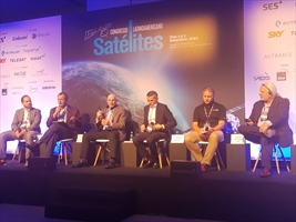Katz de Telesat y La Guardia de Intelsat en uno de los paneles de debate en Río de Janeiro - Crédito: Convergencialatina